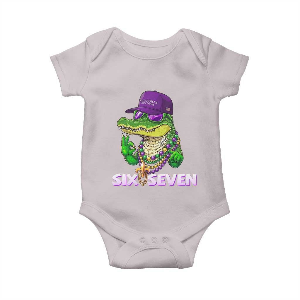 Mardi Gras Alligator Baby Onesie Funny Six Seven MAGA Political Meme