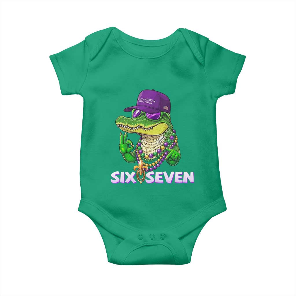 Mardi Gras Alligator Baby Onesie Funny Six Seven MAGA Political Meme