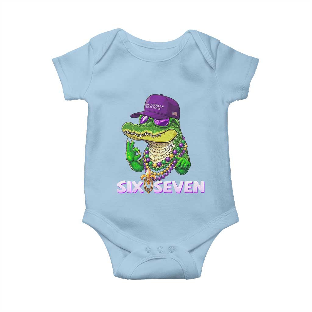Mardi Gras Alligator Baby Onesie Funny Six Seven MAGA Political Meme