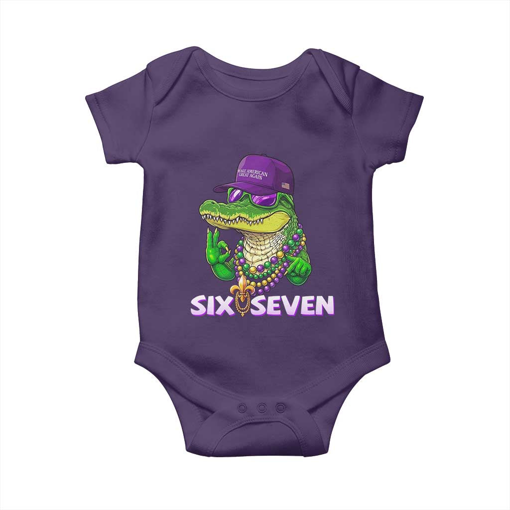 Mardi Gras Alligator Baby Onesie Funny Six Seven MAGA Political Meme