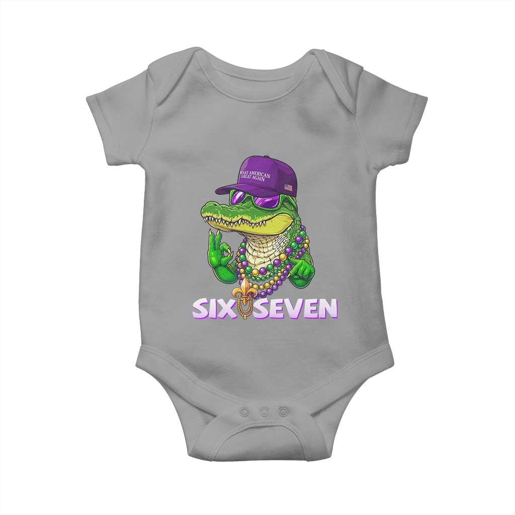 Mardi Gras Alligator Baby Onesie Funny Six Seven MAGA Political Meme