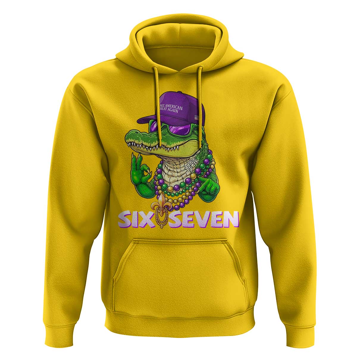 Mardi Gras Alligator Hoodie Funny Six Seven MAGA Political Meme