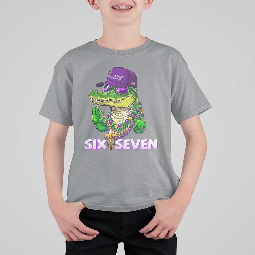 Mardi Gras Alligator T Shirt For Kid Funny Six Seven MAGA Political Meme