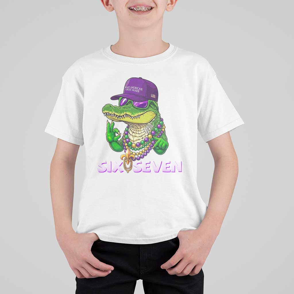 Mardi Gras Alligator T Shirt For Kid Funny Six Seven MAGA Political Meme