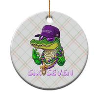 Mardi Gras Alligator Ceramic Ornament Funny Six Seven MAGA Political Meme