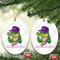 Mardi Gras Alligator Ceramic Ornament Funny Six Seven MAGA Political Meme