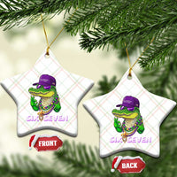 Mardi Gras Alligator Ceramic Ornament Funny Six Seven MAGA Political Meme