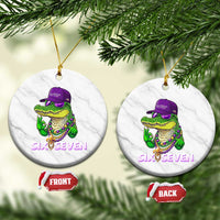 Mardi Gras Alligator Ceramic Ornament Funny Six Seven MAGA Political Meme