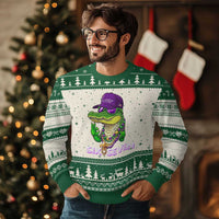 Mardi Gras Alligator Ugly Christmas Sweater Funny Six Seven MAGA Political Meme