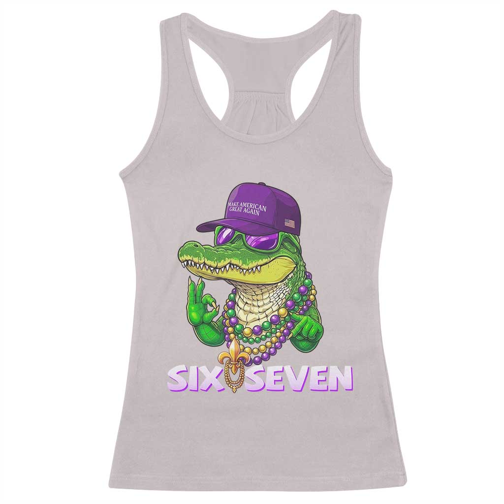 Mardi Gras Alligator Racerback Tank Top Funny Six Seven MAGA Political Meme