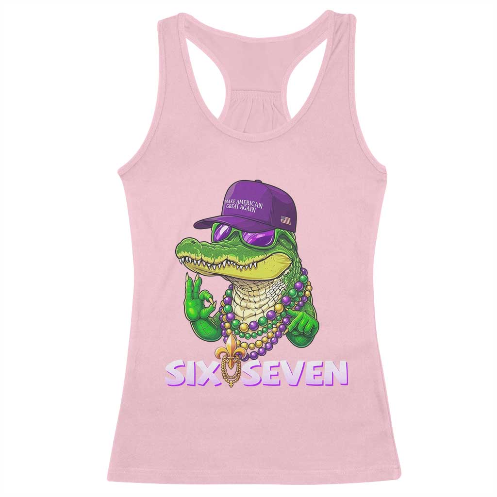 Mardi Gras Alligator Racerback Tank Top Funny Six Seven MAGA Political Meme