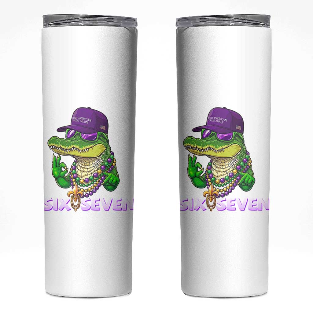 Mardi Gras Alligator Skinny Tumbler Funny Six Seven MAGA Political Meme