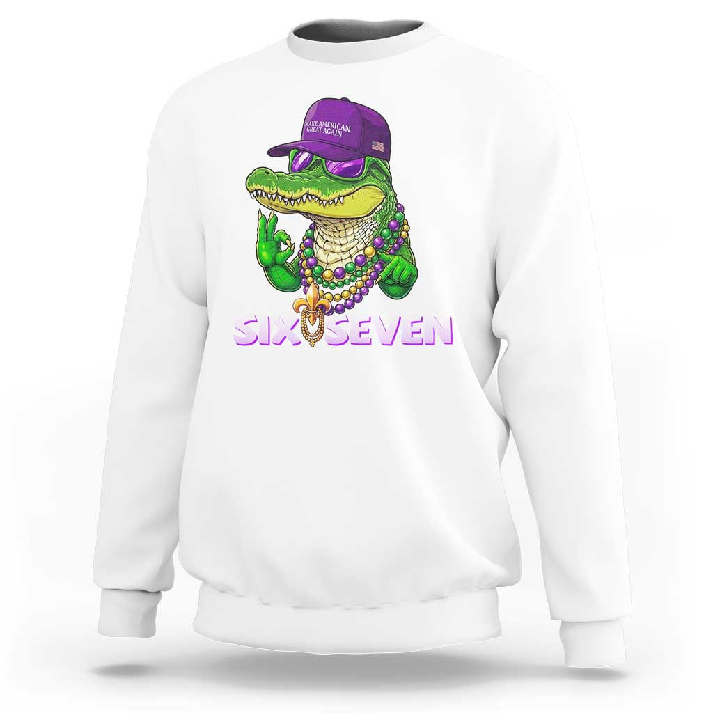 Mardi Gras Alligator Sweatshirt Funny Six Seven MAGA Political Meme