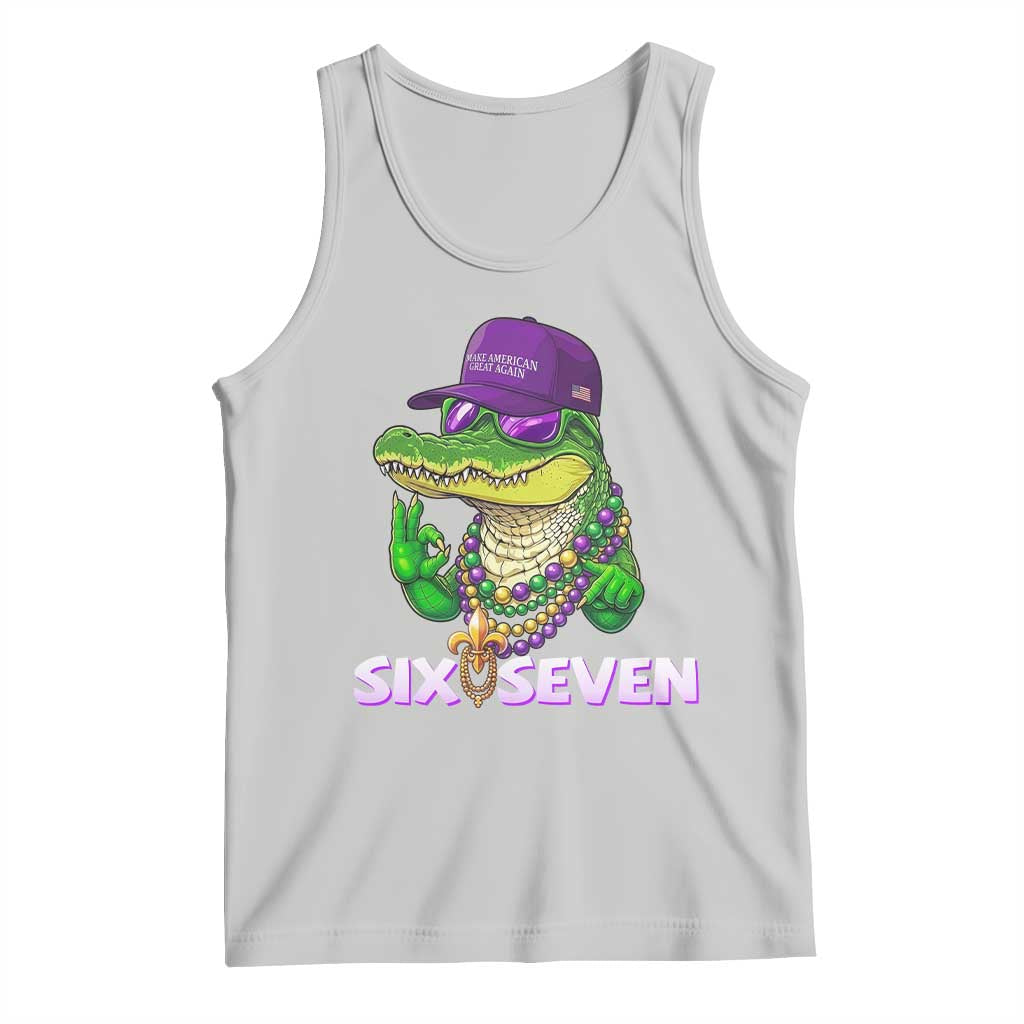Mardi Gras Alligator Tank Top Funny Six Seven MAGA Political Meme