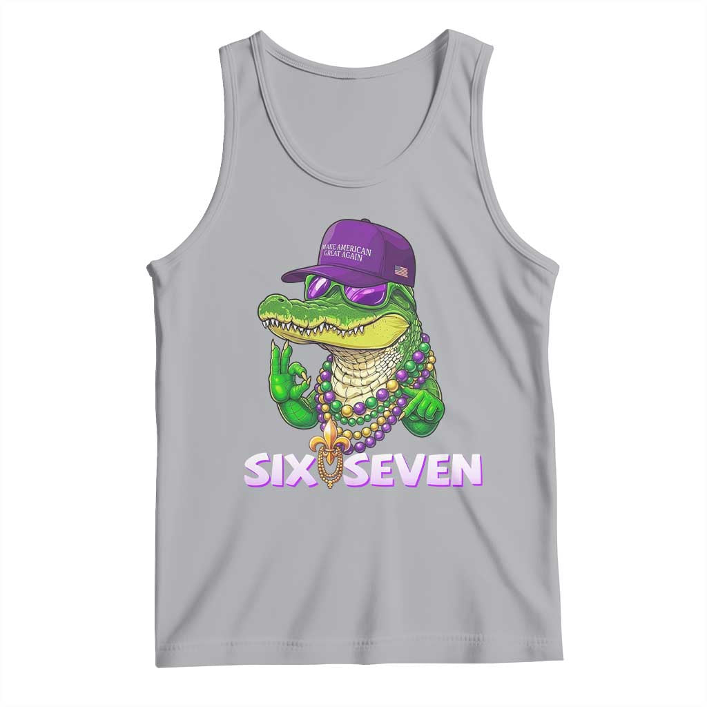 Mardi Gras Alligator Tank Top Funny Six Seven MAGA Political Meme