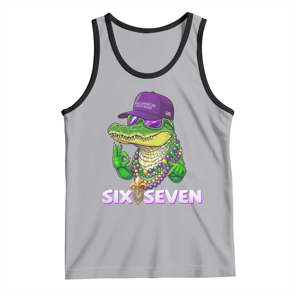 Mardi Gras Alligator Tank Top Funny Six Seven MAGA Political Meme