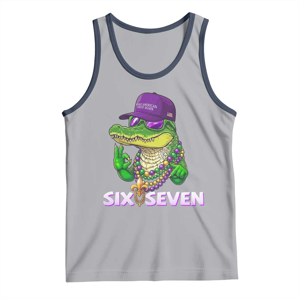 Mardi Gras Alligator Tank Top Funny Six Seven MAGA Political Meme