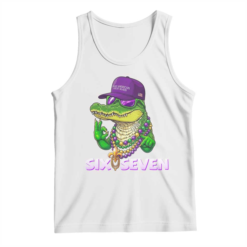 Mardi Gras Alligator Tank Top Funny Six Seven MAGA Political Meme