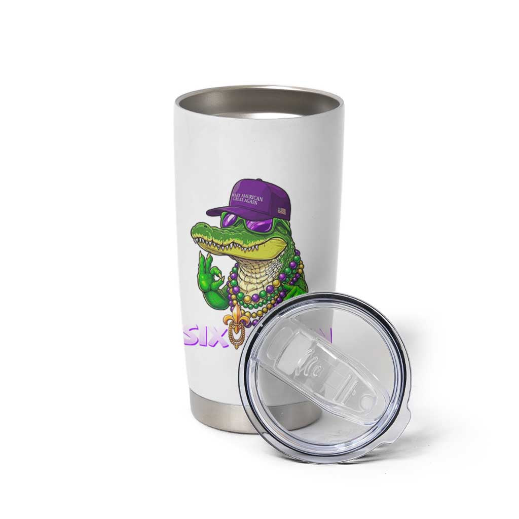 Mardi Gras Alligator Tumbler Cup Funny Six Seven MAGA Political Meme