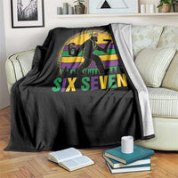 Mardi Gras Bigfoot Throw Blanket Funny Six Seven Meme Carnival Trendy