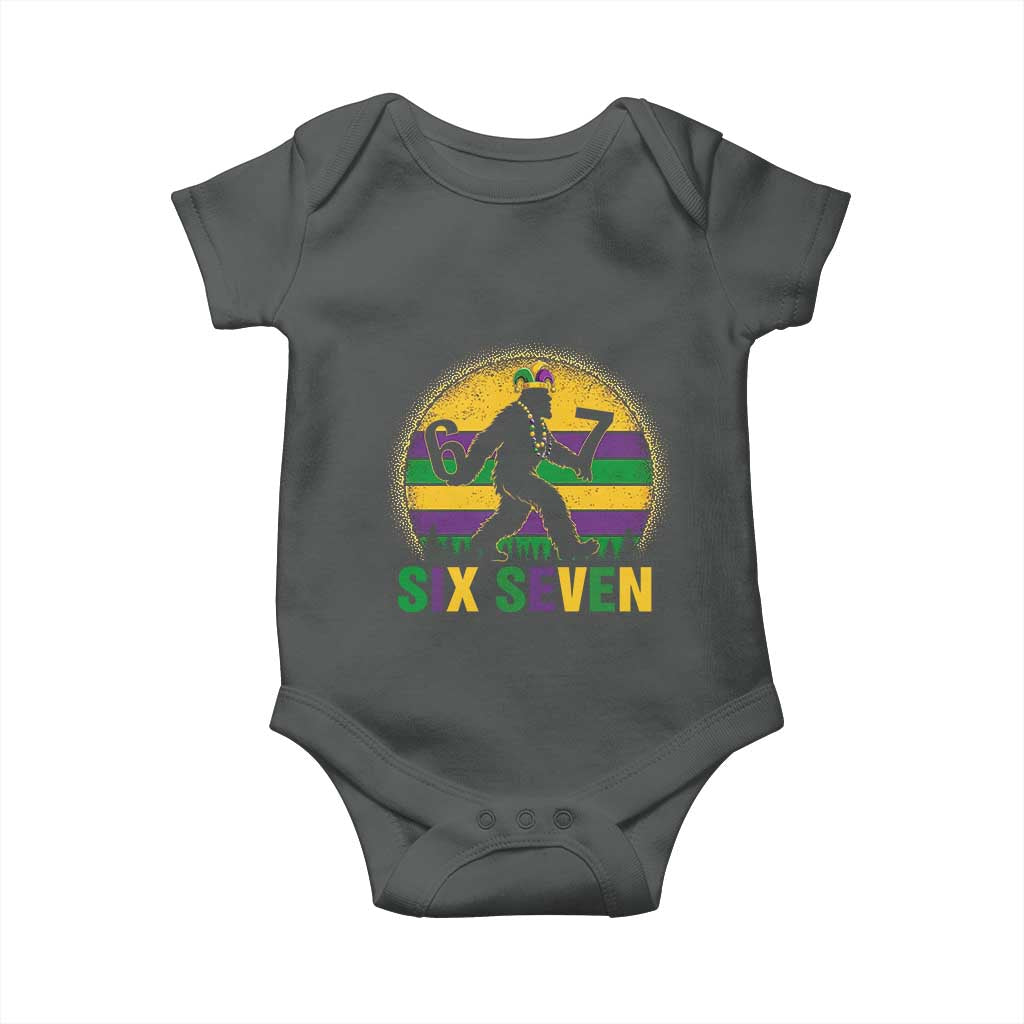 Mardi Gras Bigfoot Baby Onesie Funny Six Seven Meme Carnival Trendy