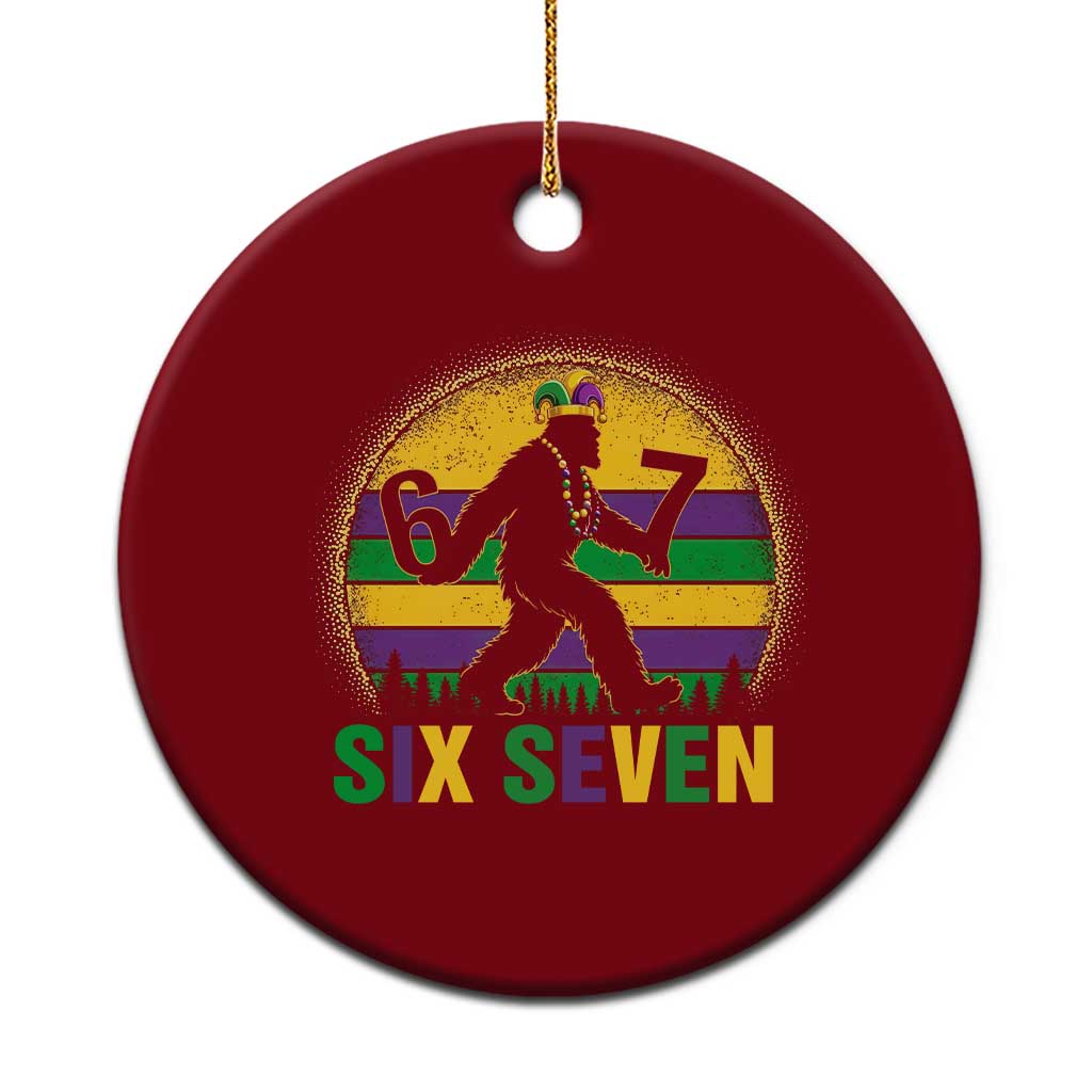 Mardi Gras Bigfoot Ceramic Ornament Funny Six Seven Meme Carnival Trendy