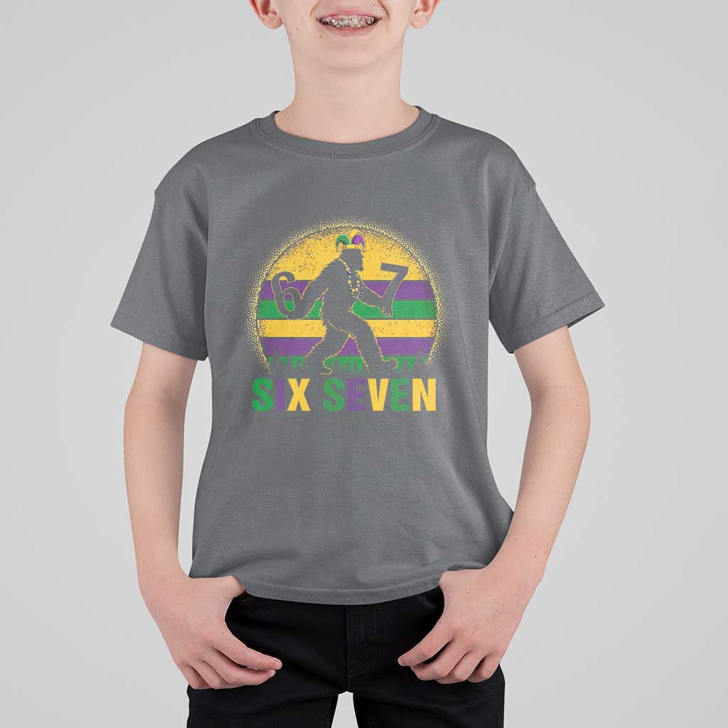 Mardi Gras Bigfoot T Shirt For Kid Funny Six Seven Meme Carnival Trendy