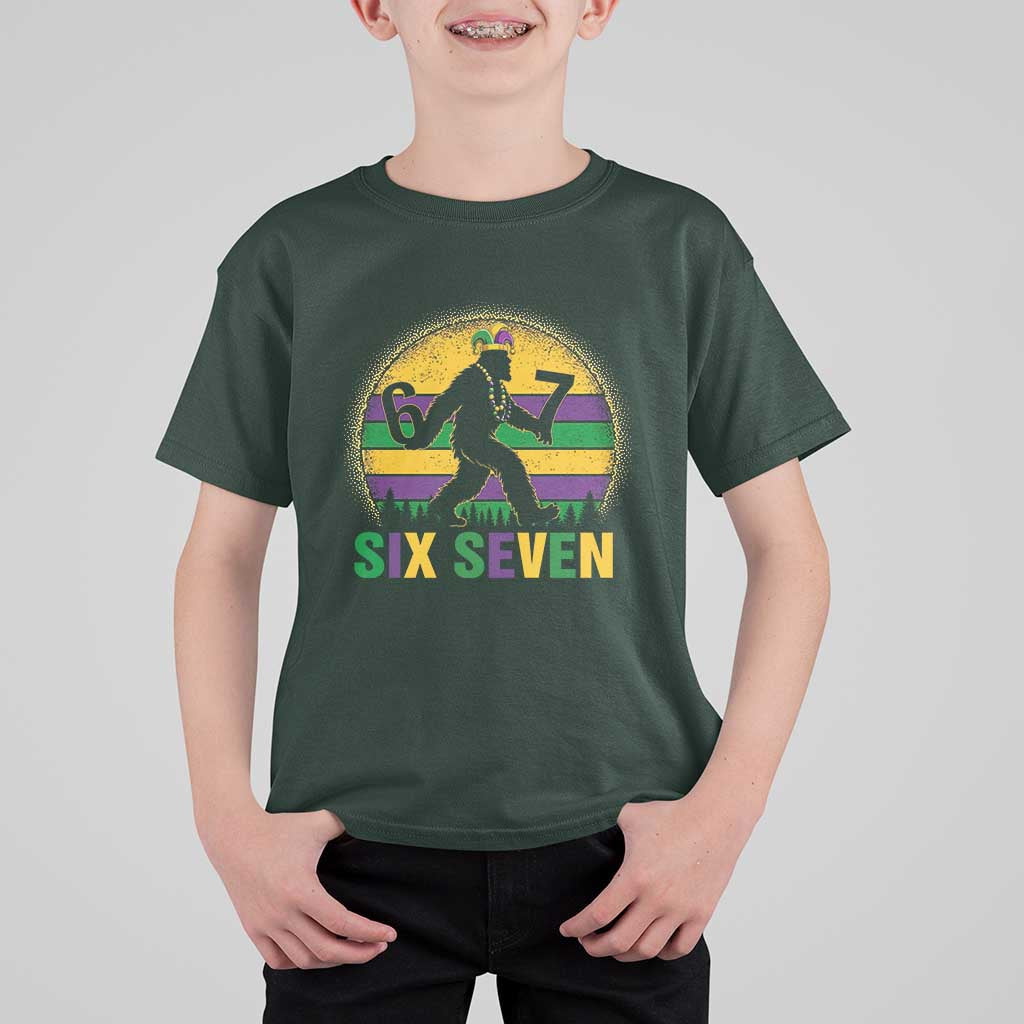 Mardi Gras Bigfoot T Shirt For Kid Funny Six Seven Meme Carnival Trendy