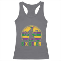 Mardi Gras Bigfoot Racerback Tank Top Funny Six Seven Meme Carnival Trendy