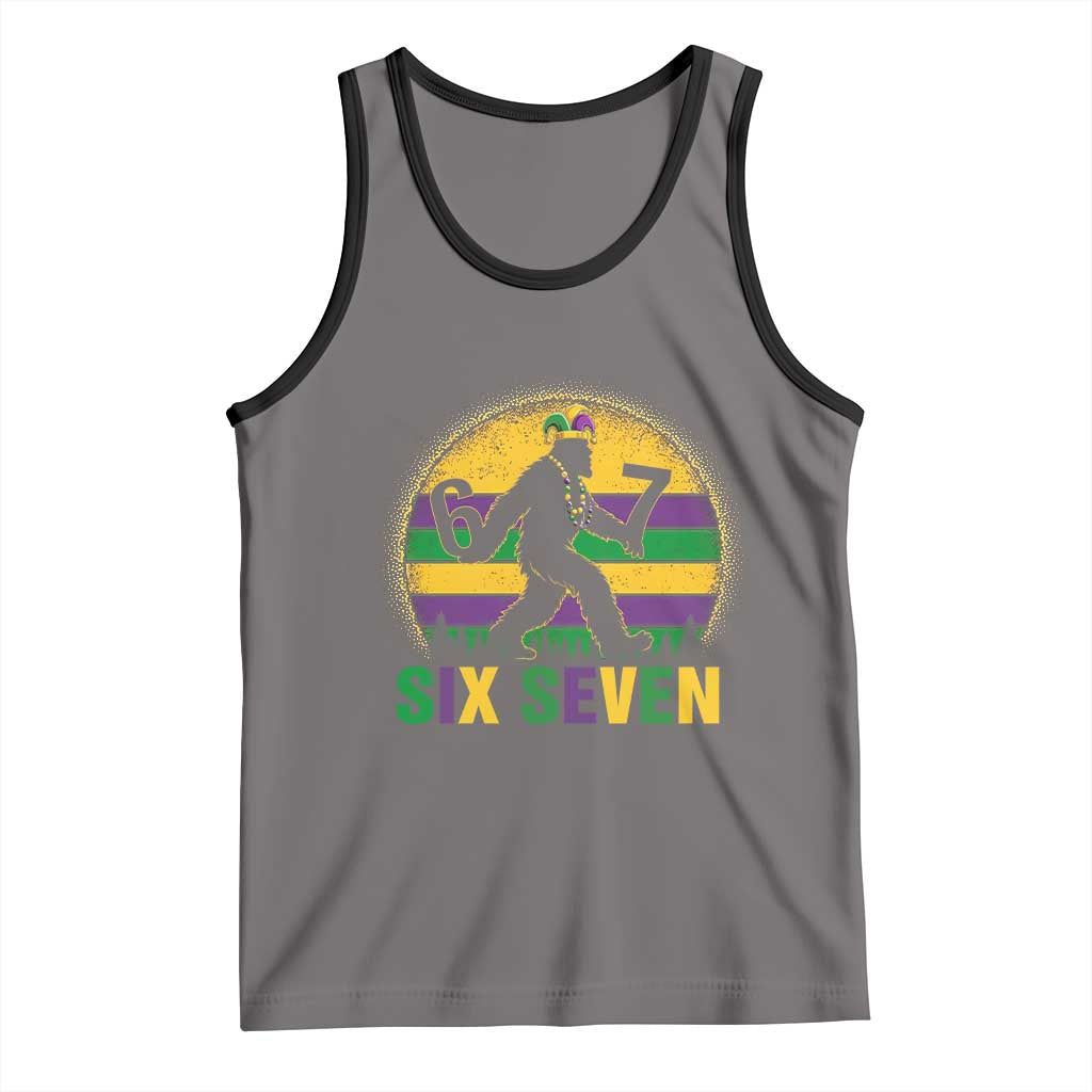 Mardi Gras Bigfoot Tank Top Funny Six Seven Meme Carnival Trendy