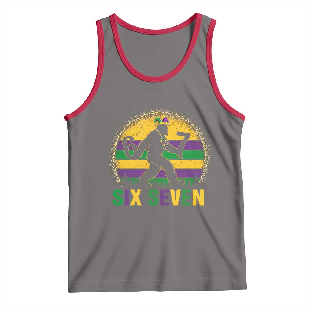 Mardi Gras Bigfoot Tank Top Funny Six Seven Meme Carnival Trendy