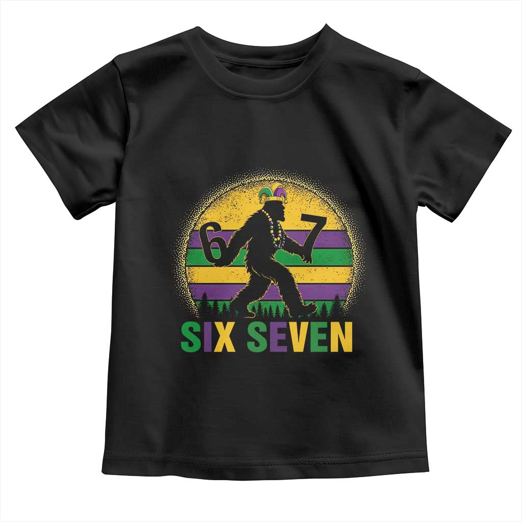Mardi Gras Bigfoot Toddler T Shirt Funny Six Seven Meme Carnival Trendy