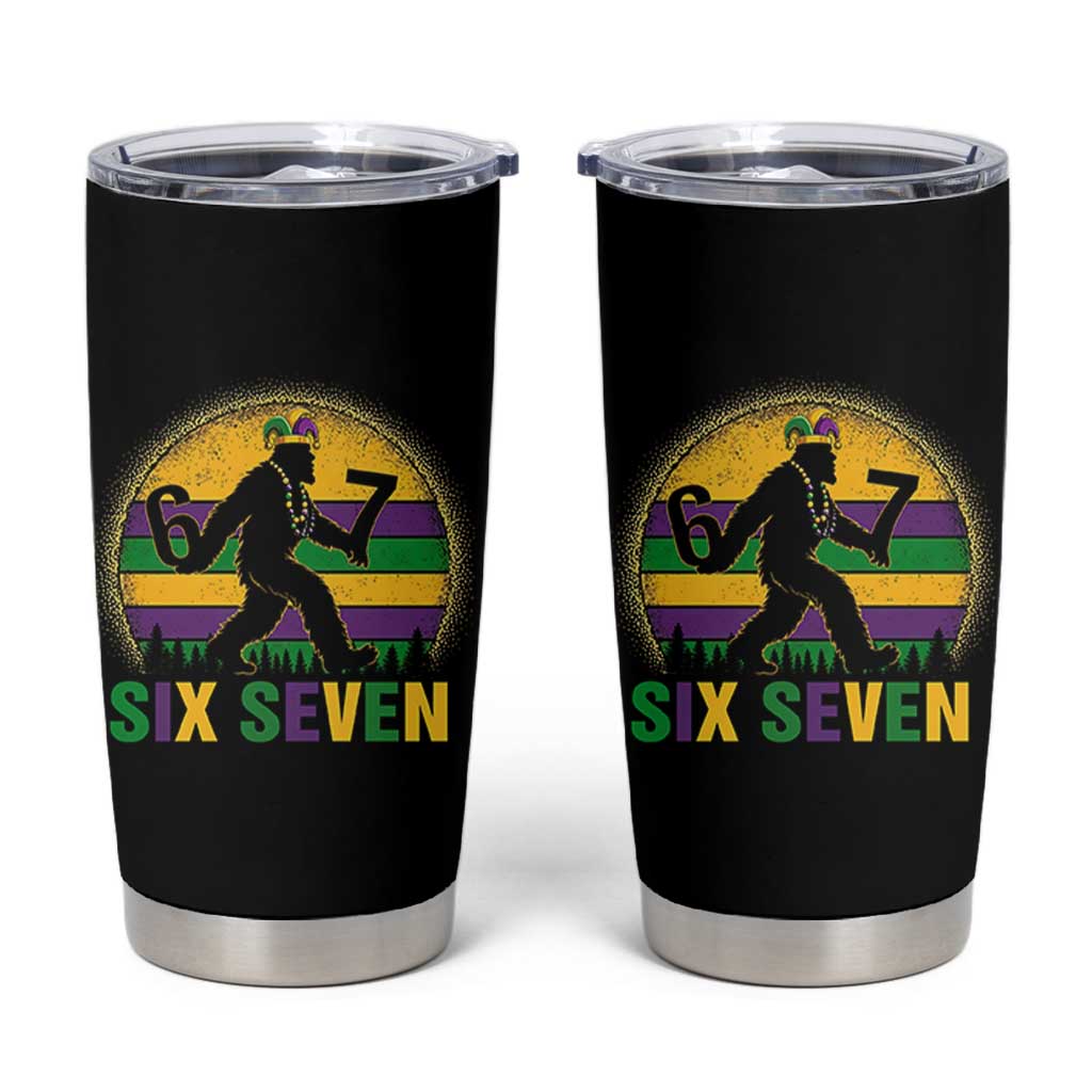 Mardi Gras Bigfoot Tumbler Cup Funny Six Seven Meme Carnival Trendy