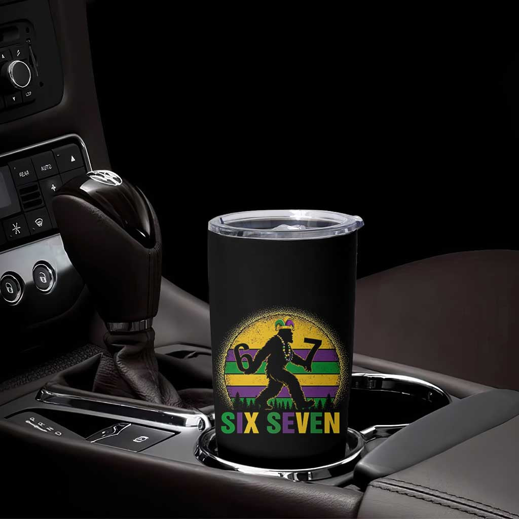 Mardi Gras Bigfoot Tumbler Cup Funny Six Seven Meme Carnival Trendy