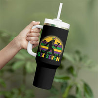 Mardi Gras Bigfoot Tumbler With Handle Funny Six Seven Meme Carnival Trendy