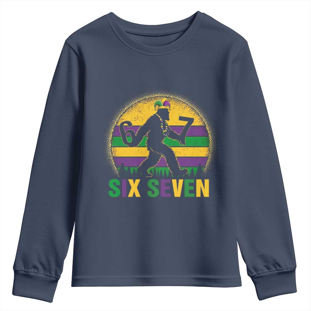 Mardi Gras Bigfoot Youth Sweatshirt Funny Six Seven Meme Carnival Trendy
