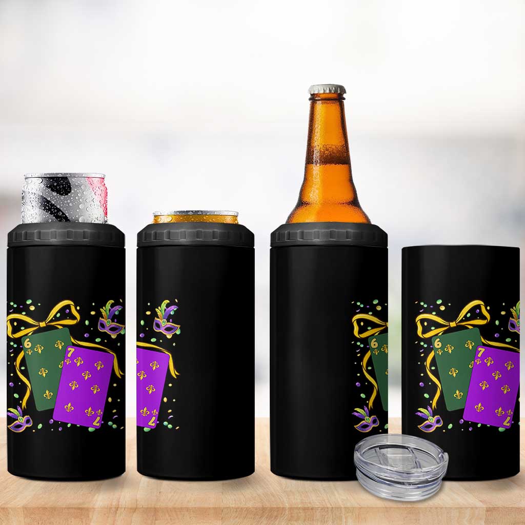 67 Mardi Gras 4 in 1 Can Cooler Tumbler Funny Six Seven Playing Cards Meme