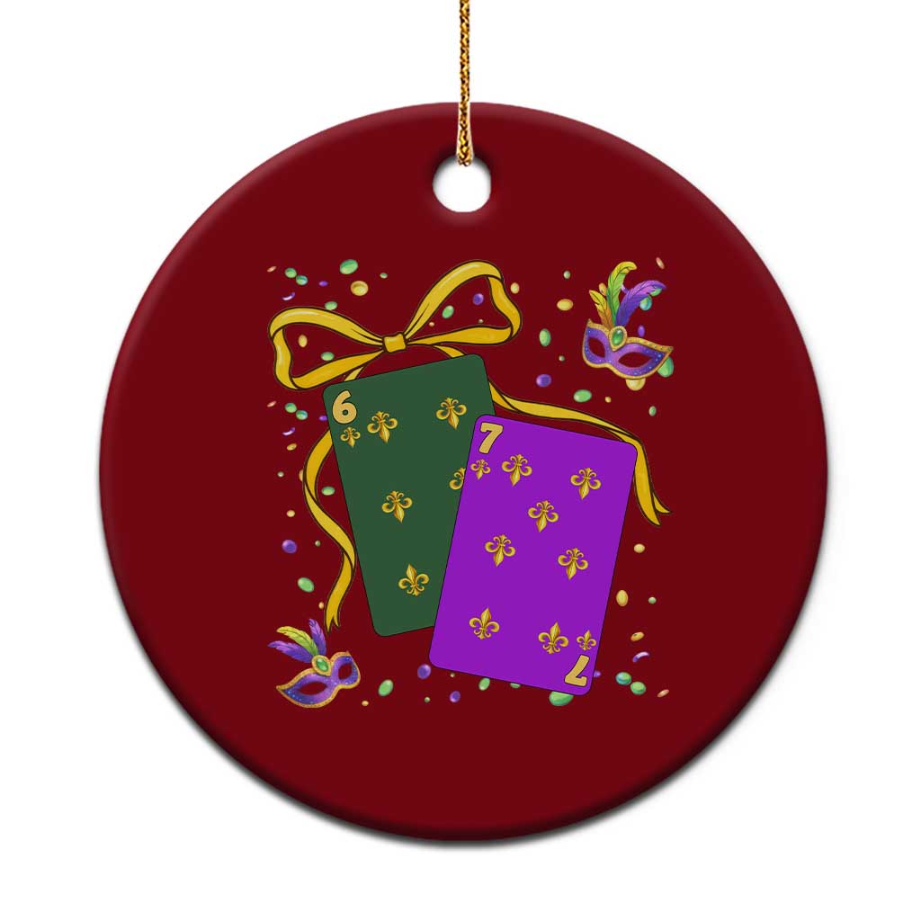 67 Mardi Gras Ceramic Ornament Funny Six Seven Playing Cards Meme