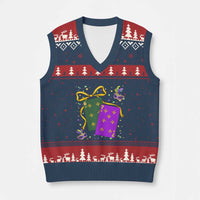 67 Mardi Gras V-Neck Knit Sweater Vest Funny Six Seven Playing Cards Meme