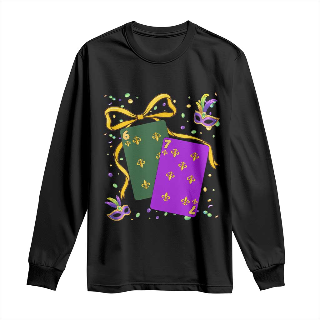 67 Mardi Gras Long Sleeve Shirt Funny Six Seven Playing Cards Meme