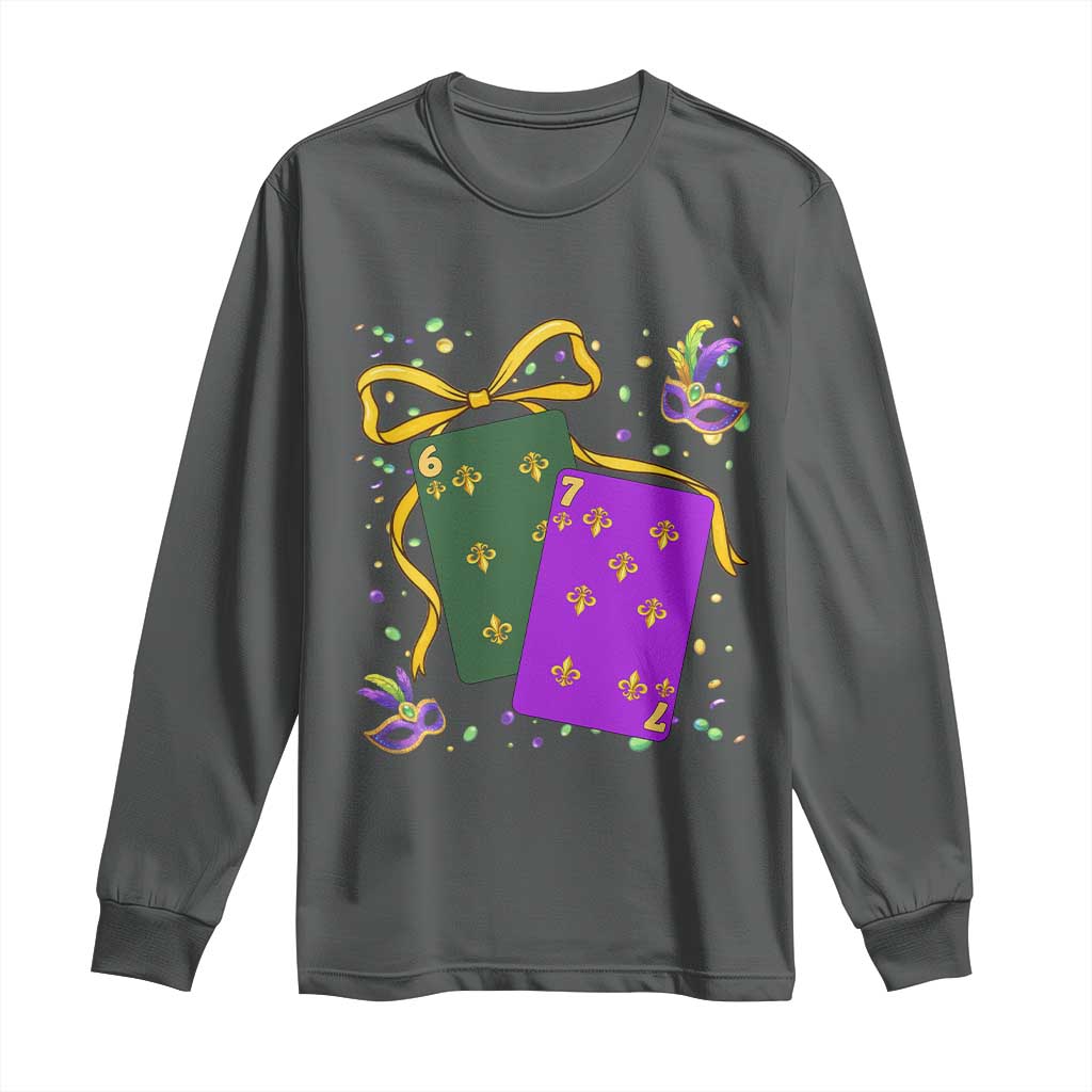 67 Mardi Gras Long Sleeve Shirt Funny Six Seven Playing Cards Meme