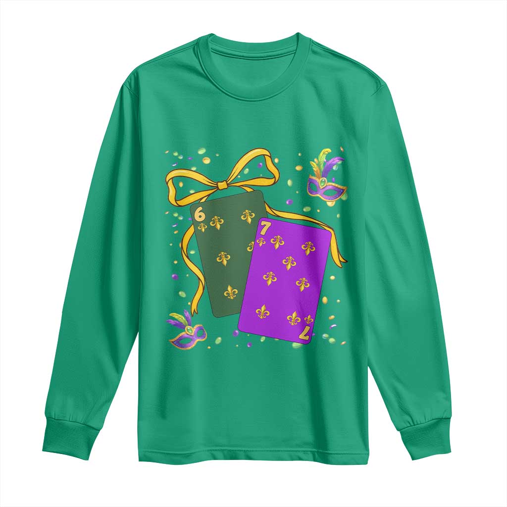 67 Mardi Gras Long Sleeve Shirt Funny Six Seven Playing Cards Meme