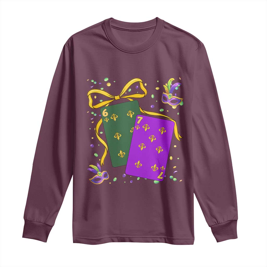 67 Mardi Gras Long Sleeve Shirt Funny Six Seven Playing Cards Meme