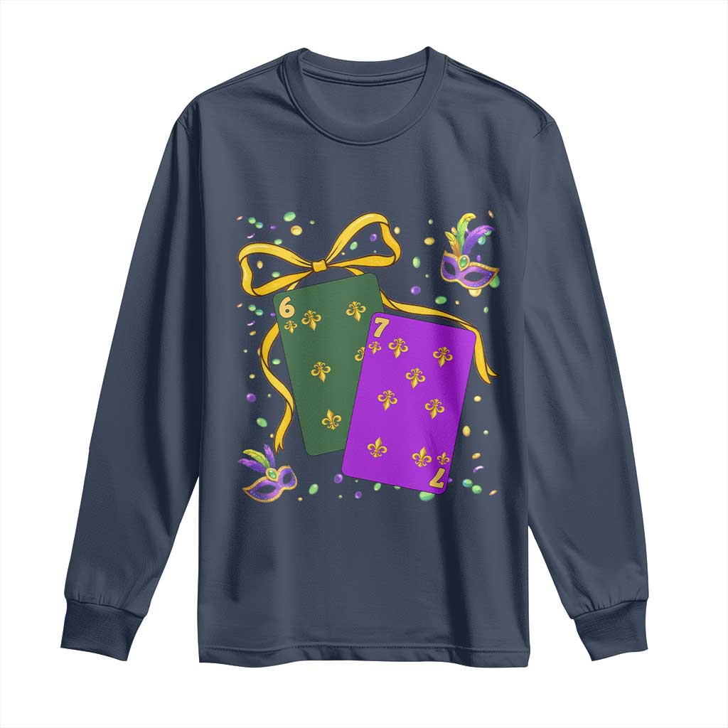 67 Mardi Gras Long Sleeve Shirt Funny Six Seven Playing Cards Meme