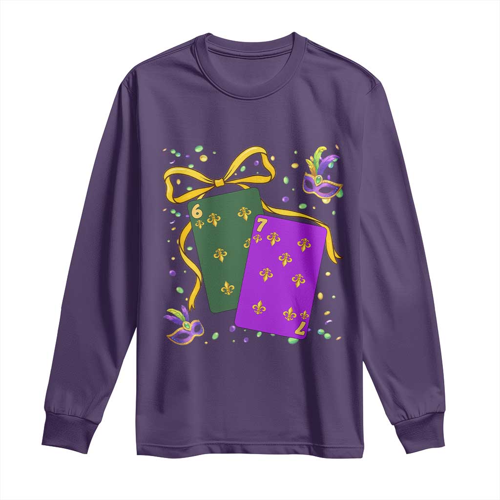 67 Mardi Gras Long Sleeve Shirt Funny Six Seven Playing Cards Meme
