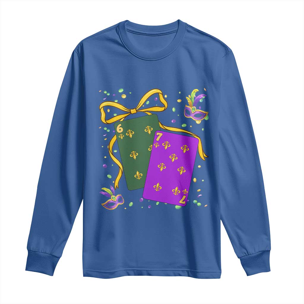 67 Mardi Gras Long Sleeve Shirt Funny Six Seven Playing Cards Meme