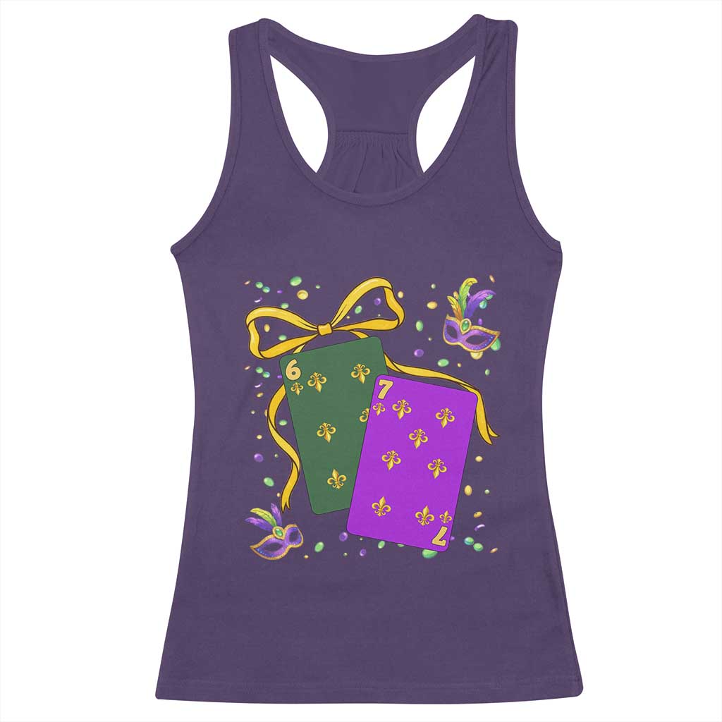 67 Mardi Gras Racerback Tank Top Funny Six Seven Playing Cards Meme