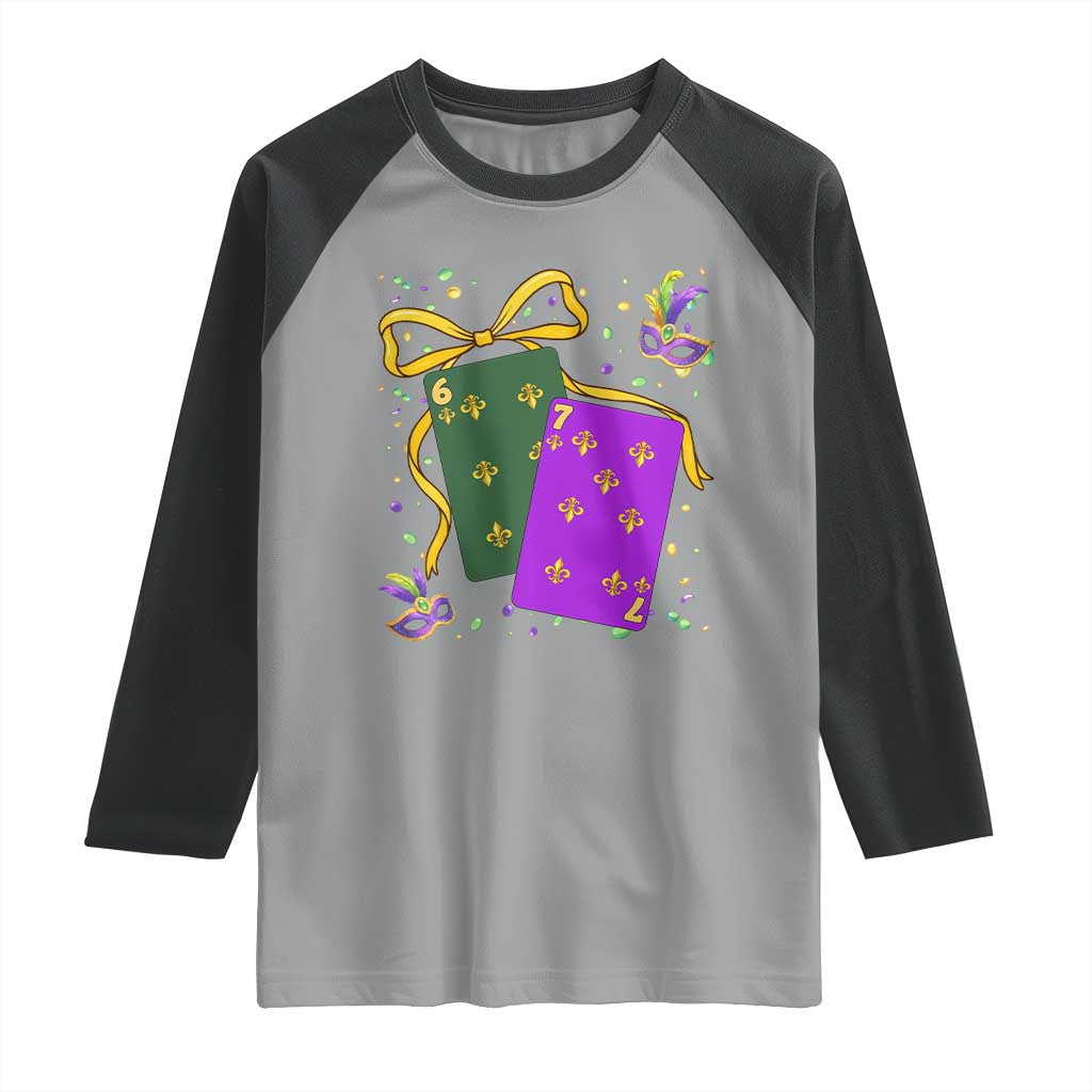 67 Mardi Gras Raglan Shirt Funny Six Seven Playing Cards Meme