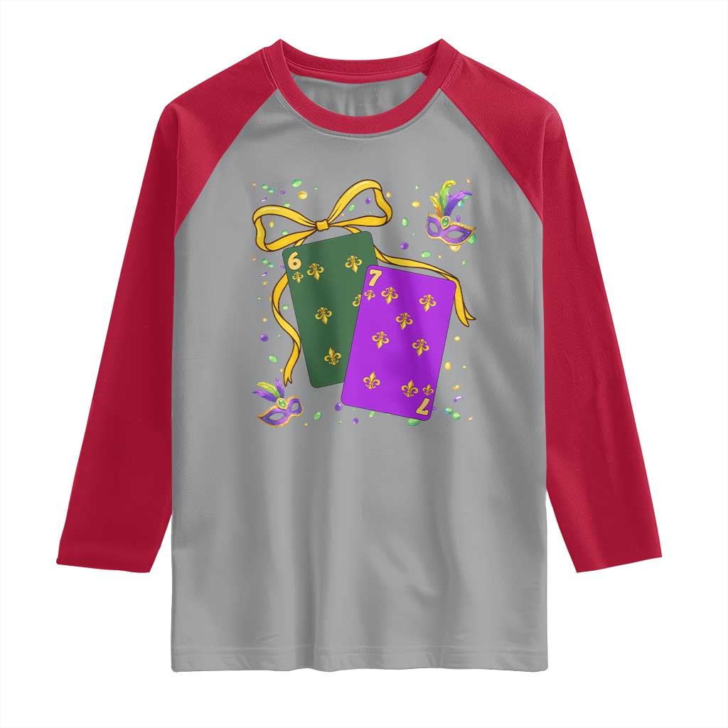 67 Mardi Gras Raglan Shirt Funny Six Seven Playing Cards Meme