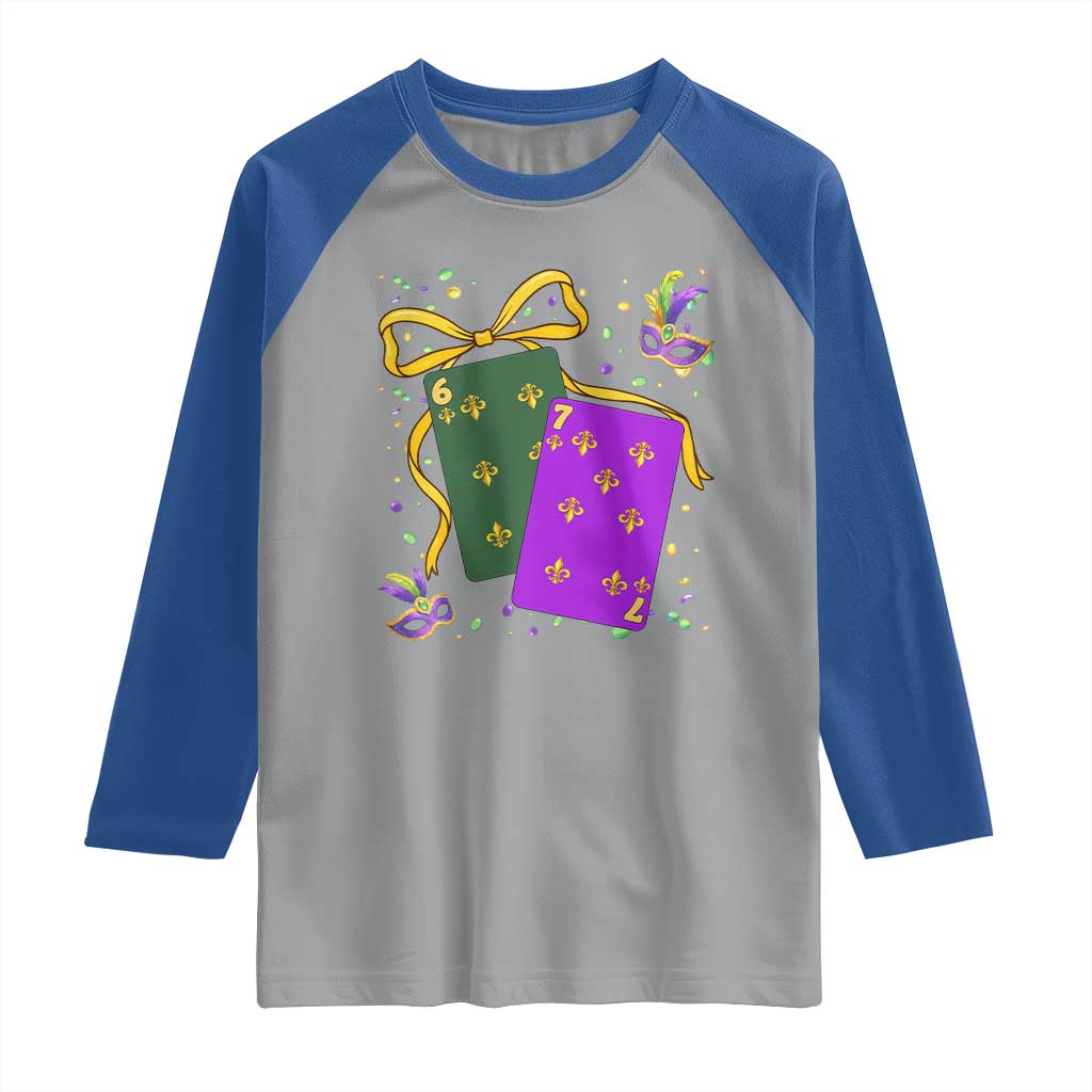 67 Mardi Gras Raglan Shirt Funny Six Seven Playing Cards Meme